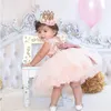 Princess Girl Wear Sleeveless Bow Dress för 1 år födelsedagsfest småbarnsdräkt sommar för evenemang tillfälle vestidos spädbarn1756654