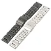 22/24/26mm Noir/Argent Liens Solides En Acier Inoxydable Montres Bande Bracelet De Remplacement Bracelet Poli Straighe Ends Montre Accessoires