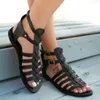 Women Sandals Beach Flats Shoes Sandals Sandalias Mujer Gladiator Summer Ladies Open Toe Roman Black Size 43 Brown Big