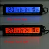 Freeshipping NEW 3IN1 Digital LCD-klocka i / ut biltermometer Batterispänningsmonitor 12V / 24V