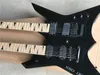 Double Neck Black Body 6 + 12 Stränger Elektrisk gitarr med fast bro, Maple Fingerboard, kan anpassas