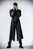 Steampunk Men Trench Coats Black Strentch Twill Coats with Leather Gothic Hooded Detachable Long Winter Coats CJ191128