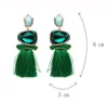 Europe Tassel Dangle Earrings for Women Trend Crystal Stone Stud 10 Colors Mix Bohemian Jewelry Wholesale