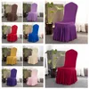 16 kleuren Effen stoelkop met rok All Round Chair Bottom Spandex Rok Stoel Cover voor Party Decoratie Stoelen Covers CCA11702 50PCS