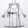 Jaqueta Raincoat Runway Mulheres Pretas Meninas Chuva Casaco Eva Senhoras Windproof Clear Vinyl Hoodie