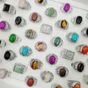 Fashion Newest 30Pieces/lot Natural GemStone band Rings Mix Style Pine Stone size 18cm-22mm fit Women's Men's Party Jewelry charm Turquoise Gifts