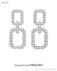 FashionDesigner S925 Sterling Silver Full Crystal Diamon Link Square Charm Drop Earrings for Women Jewelry9099921