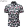 SAILEROAD 2019 Fashion Flower Shirt Men Stampa magliette hawaiane slim fit camisa floreale mascolina camicie a maniche corte estate tops2571
