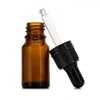 Amber Glass Essenti￫le olie -druppelaar fles 5 ml 10 ml met zwarte sabotage deksels