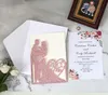 Gllitering Laser Cut Wedding Invitations Multi Colors with Loverカスタマイズされた中空折り畳みパーソナライズされた結婚式の招待状カードbw-hk317g