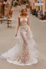 2020 magnifiques robes de mariée en dentelle de sirène avec train détachable robe de mariée bohème Appliqued plus la taille robes de mariée De Novia