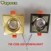 Topoch LED Square Downlight 4-Pack Bronze/Golden 7W COB Spotlight Takljus CNC Machining Aluminium Spring Clips Mount AC100-240V för inre belysning