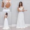 2020 Yeni Bohemia Yaz Beach Gelinlik Vestido De Noiva China Garden Backless Boho A-line Kadınlar için Şifon Gelinlik