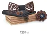 Houten vlinderdas Zakdoek Set Heren Plaid Bowtie Hout Hollow Gesneden Uitsneden Bloemenontwerp en Box Mode Novelty Ties