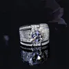 Size 6-10 Classical Fashion Jewelry 925 Sterling Silver Round Cut White Topaz CZ Diamond Gemstones Promise Wedding Band Ring For Men Gift