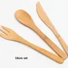 Set di posate in legno di bambù in stile giapponese caldo, taglierino per forchetta, utensile da cucina riutilizzabile, 3 pezzi, un set