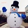 Boneco de neve inflável bonito modelo balão 5m ar branco soprado boneco de neve de sorriso vestindo chapéu e lenço para o inverno decoração de Natal ao ar livre