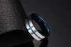 Blauwe Kleur Mode Eenvoudige herenringen Wolfraam Stalen Ring Sieraden Cadeau voor Mannen Jongens J0308045934