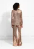 Rose Gold 2020 Abendkleider Pailletten Mutter der Braut Anzüge Slim Fit Kleider Damen Party Prom Tragen Für Hochzeit(Jacke + Pants)