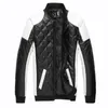 Herfst heren katoenen pu jassen zwart wit patchwork lederen jas moto biker jas locomotief bovenkleding mannelijke casual jas