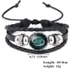 Lysande 12 Zodiac Sign Armband för Kvinnor Män Glöd i Dark Constellations Charm Läder Rope Kedjor Bangle DIY Fashion Smycken
