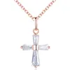 Collier ras du cou avec pendentif croix pour femme, or rose, argent, strass, cristal, bijoux à la mode, zircone cubique, clavicule, colliers de fête, cadeaux d'anniversaire pour filles