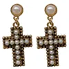 Imitation Baroque Pearls Clip Earrings No Pierced Ears for Women Female Vintage Cross Clip on Earrings Without Piercing Brincos