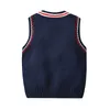 Baby Baby Odzież Odzież Sweter V-Neck Dzianiny Solid Color Pullover Sweter 100% Bawełna Dziewczyna Chłopiec Spring Spadek Sweter