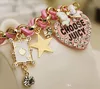 Hot selling women charm bracelets Love heart playing cards bracelets bow rope braided bracelets free shipping