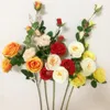 one European Fake Rose (5 heads/piece) Simulation Roses for Wedding Home Party Showcase Decorative Artificial Flower 5 Colors