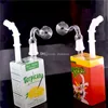 1 unids 14 mm Glass Juice Box Oil Dab Rigs Liquid Sci Glass Water Pipes Themed Cereal Box mini Beaker Bong con quemador de aceite de vidrio