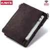 KAVIS 100% Genuine Leather Wallet Men Crazy Horse Wallets Coin Purse Short Male Money Bag Quality With Chain Walet Small