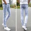 Men's Jeans Vintage Slim Fitted Light Blue Jeans Fashion Elasticity Skinny Cool Hip Hop Denim Casual Joggers Pants