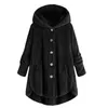 Female Jacket Plush Coat Fashion Warm Women Button Coat Fluffy Tail Tops Women's Hooded Jackets Pullover Loose Sweater#J30