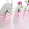 Romantische effen kleur organza stoel sjerpen boog sjerp voor bruiloft en evenementen levert feestdecoratie W8613
