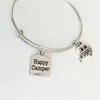 8pcs lot Happy Camper Bracelet camping gift RV travel trailer charm Stainless Steel adjustable bangle glamping jewelry gift2081