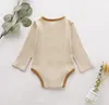 Infantil sólido macacões casuais toddle macacão de triângulo meninas roupas outono de manga longa toddler onesies recém-nascidos bodyq6407