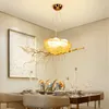 Modern Chandelier Lighting For Golden Bird's Nest Dining Room Lustre de cristal Chandeliers Pendant Hanging Ceiling Fixtures