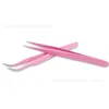 Pink Stainless Steel Tweezers Beauty Eyelash Clip