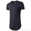 Nieuwe Trends Mannen T-shirts Super Longline Lange Mouw T-shirt Hip Hop Arc Hem met Curve Hem Side Zip Tops Tee