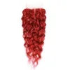 Puro Vermelho Malaio Molhado e Ondulado Cabelo Humano Weave Bundles com Fechamento Birght Onda de Água Vermelha Cabelo Virgem 3 Pacotes com Fechamento de Renda 4401551