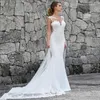 Arabic Middle East Mermaid Wedding Dresses Crew Neck Lace Court Train Ivory Vintage Bridal Gowns New BA8884