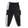 Mannen Hip Hop Belt Cargo Broek Man Patchwork Overalls Japanse Streetwear Joggers Design Harem