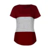 Yiranshini sommar ny sexig dam kort ärm o-rund nackblå randig tryckt casual kvinnors t-shirt LC250067-2