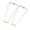 Neue personalisierte einfache Stil leere Bar Anhänger Halskette Gold Silber Farbe Edelstahl Rechteck Anhänger Halskette für Frauen Schmuck