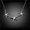 Plated sterling silver necklace 18 inches Three starfish pendant necklace DHSN124 925 silver plate Pendant Necklaces jewelry5325455