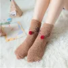 Meias Meninas Coral Velvet Piso Socks dos desenhos animados do sono Socks Mulheres de Natal Meias quente toalha grossa Sock Outono Calcetines Stocking presente E6727