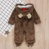 Christmas new baby jumpsuit autumn and winter pajamas baby elk coral fleece climbing suit7180606