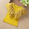 Summer Girls Blouse Kids Shirts Short Sleeve White Yellow Ruffles School Girl Tops Baby Toddler Teen Children039s Clothing JW387057448
