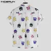 INCERUN hommes chemise dessin animé imprimé à manches courtes décontracté chemise hawaïenne hommes été Cool mode Streetwear Couple chemises 2019